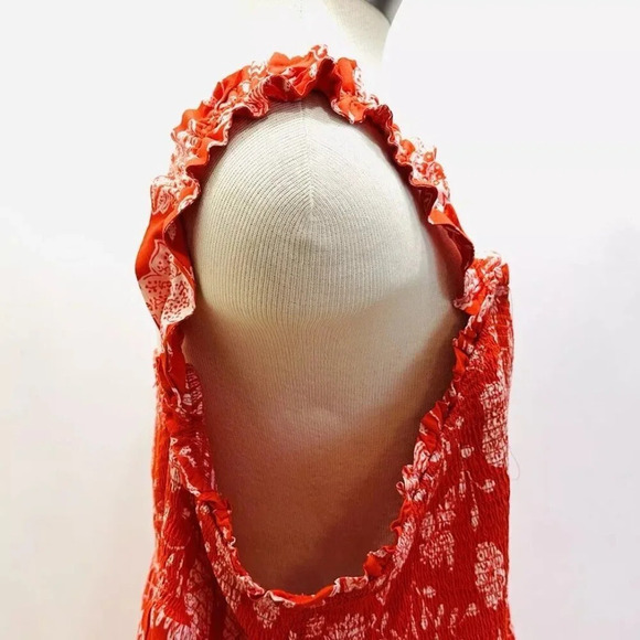 NWT SONOMA Women Sleeveless Pullover Square Neck Red Rayon Floral Shirt Size 3X - Picture 8 of 13